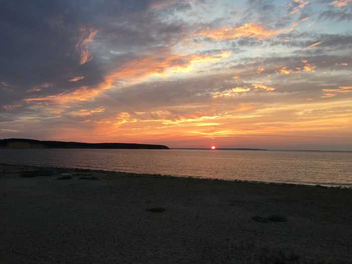Sunset over Fort Pond Bay